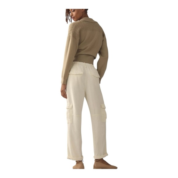 Anthropologie Pilcro Linen Blend Cargo Pant Relaxed Fit Cream Size XLP Petite - Picture 10 of 17